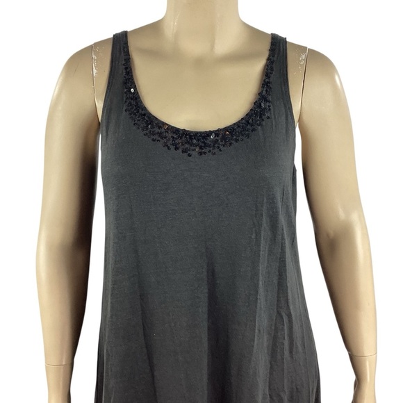 Eileen Fisher Linen Tank Dress Gray Sequin Scoop Neck Size L - Picture 2 of 7
